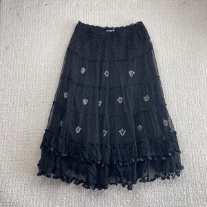 Y2K Marie-Clair Skirt Black Sheer Lace Floral Dark Whimsigoth Witchy Fairy Sz M